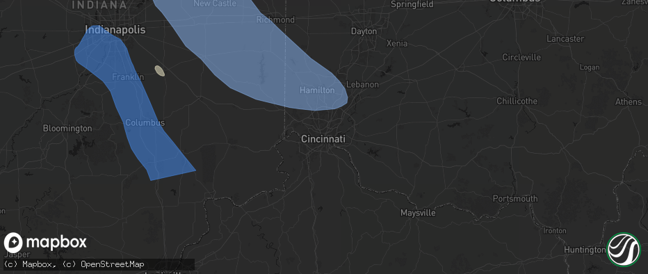 Hail map in Cincinnati, OH on July 27, 2026