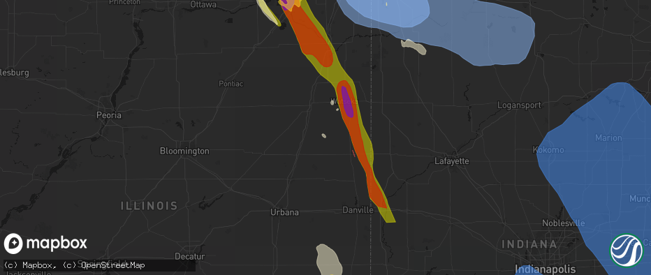 Hail map in Cissna Park, IL on July 27, 2026