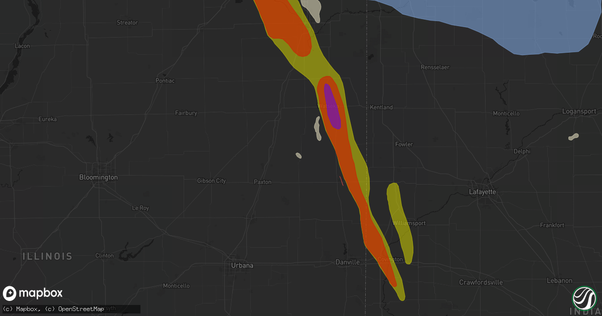 Hail map in Cissna Park, IL on July 27, 2026