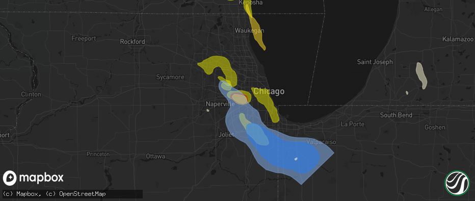 Hail map in Clarendon Hills, IL on July 27, 2026