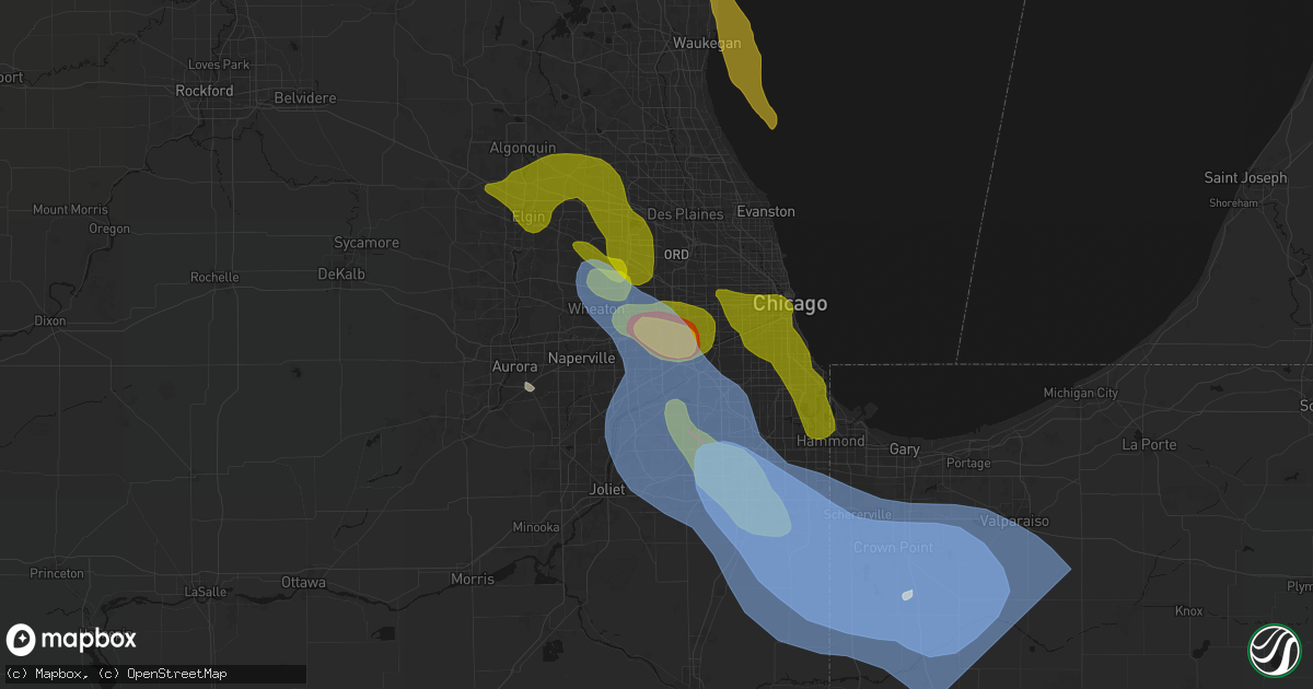 Hail map in Clarendon Hills, IL on July 27, 2026