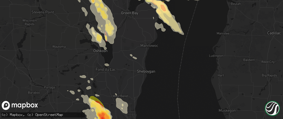 Hail map in Cleveland, WI on July 27, 2026