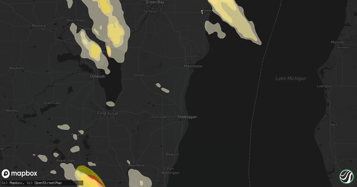 Hail map in Cleveland, WI on July 27, 2026