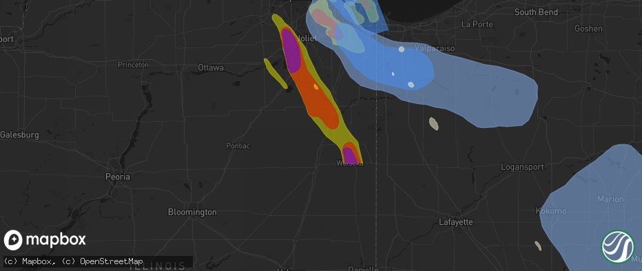 Hail map in Clifton, IL on July 27, 2026