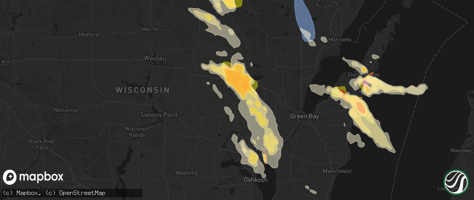 Hail map in Clintonville, WI on July 27, 2026