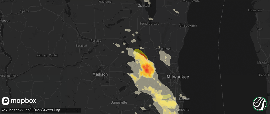 Hail map in Clyman, WI on July 27, 2026