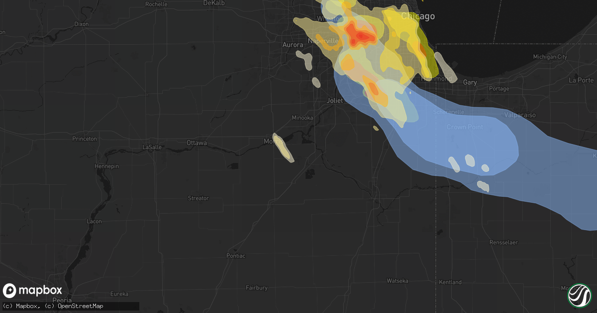 Hail map in Coal City, IL on July 27, 2026