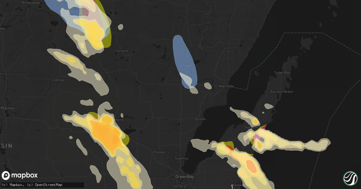 Hail map in Coleman, WI on July 27, 2026