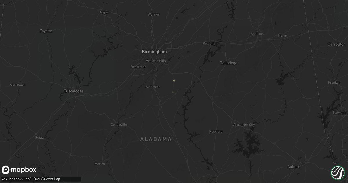 Hail map in Columbiana, AL on July 27, 2026