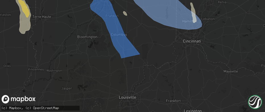 Hail map in Commiskey, IN on July 27, 2026