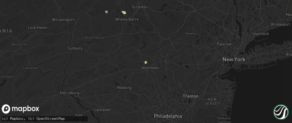 Hail map in Coplay, PA on July 27, 2026
