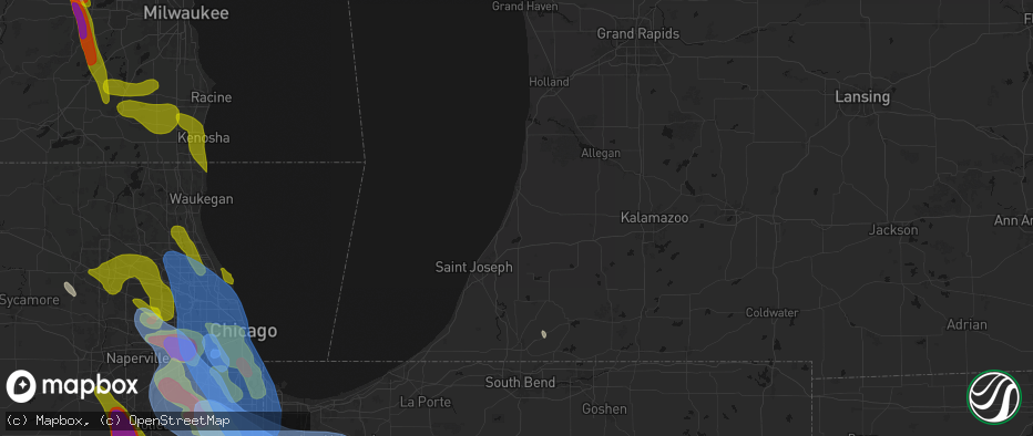 Hail map in Covert, MI on July 27, 2026
