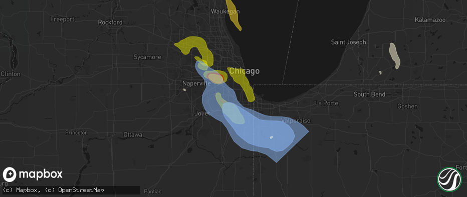 Hail map in Crestwood, IL on July 27, 2026