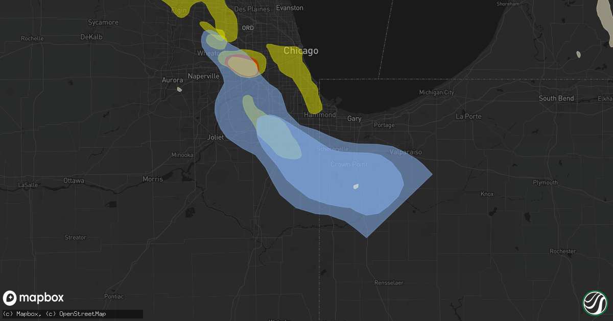 Hail map in Crete, IL on July 27, 2026