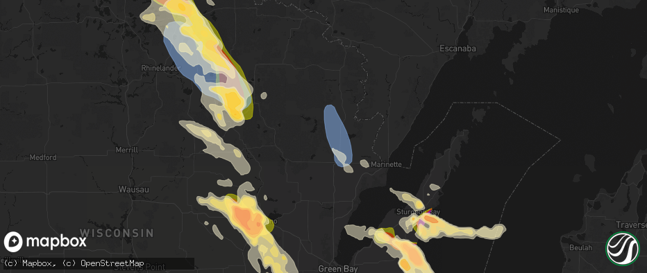 Hail map in Crivitz, WI on July 27, 2026