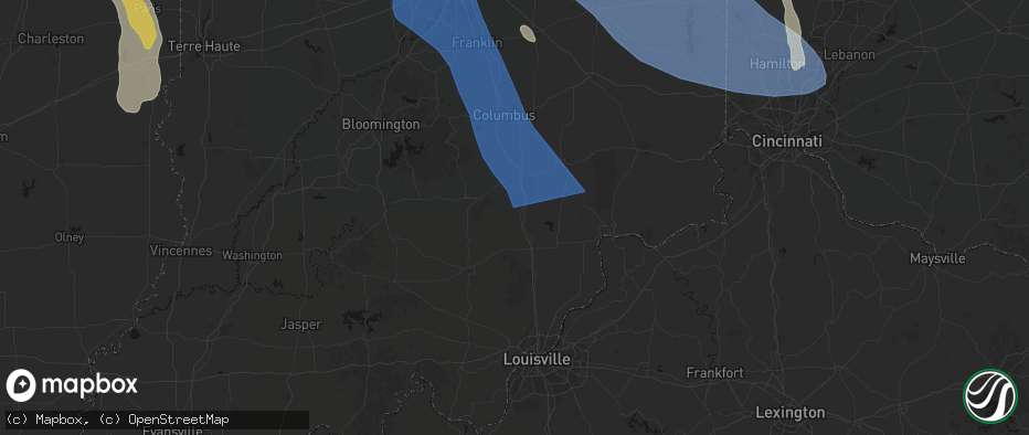 Hail map in Crothersville, IN on July 27, 2026