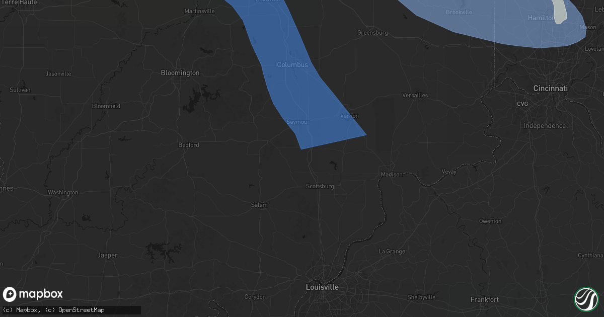 Hail map in Crothersville, IN on July 27, 2026