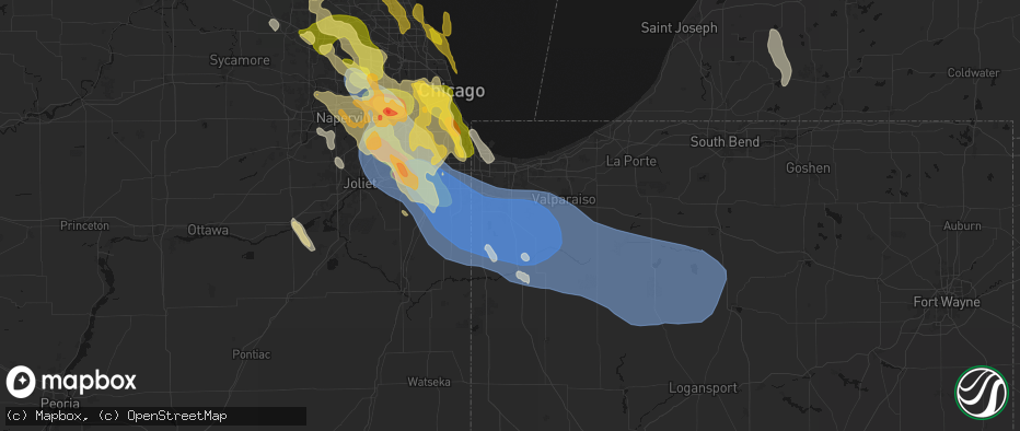 Hail map in Crown Point, IN on July 27, 2026