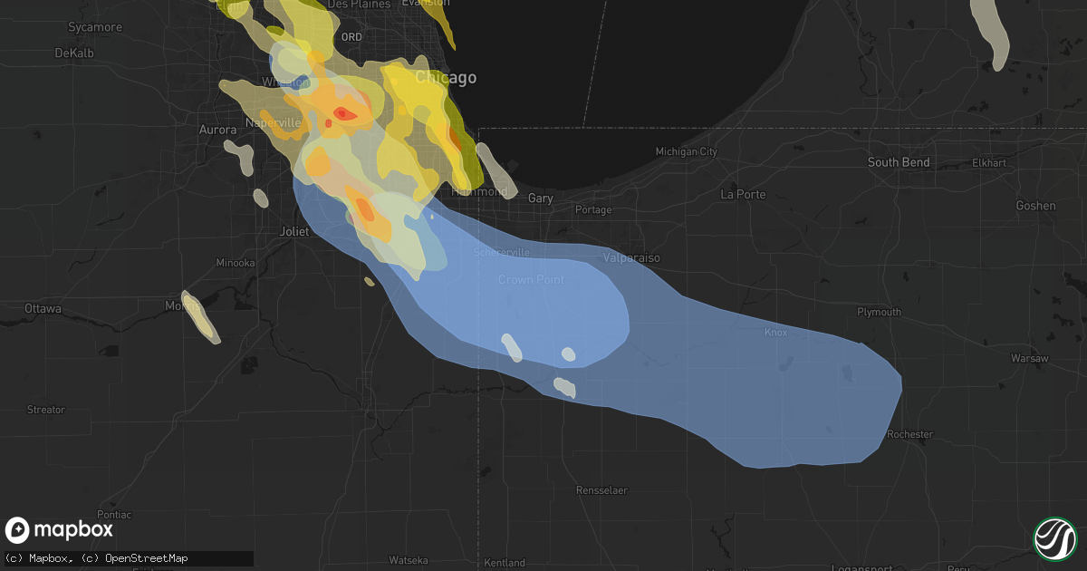 Hail map in Crown Point, IN on July 27, 2026