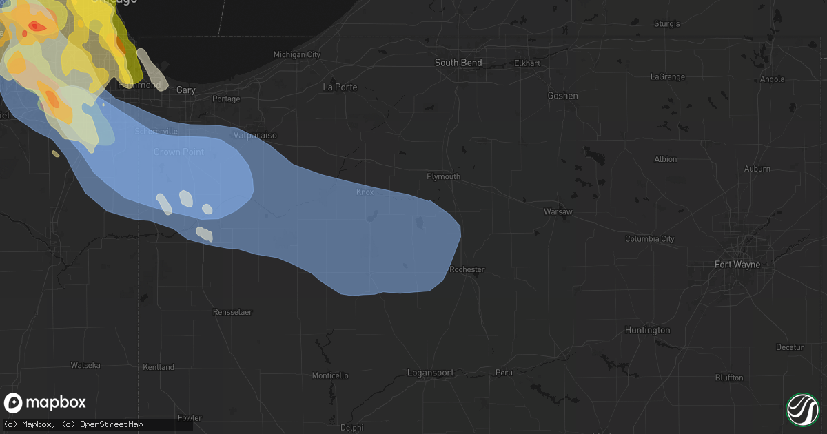 Hail map in Culver, IN on July 27, 2026