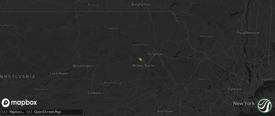 Hail map in Dallas, PA on July 27, 2026