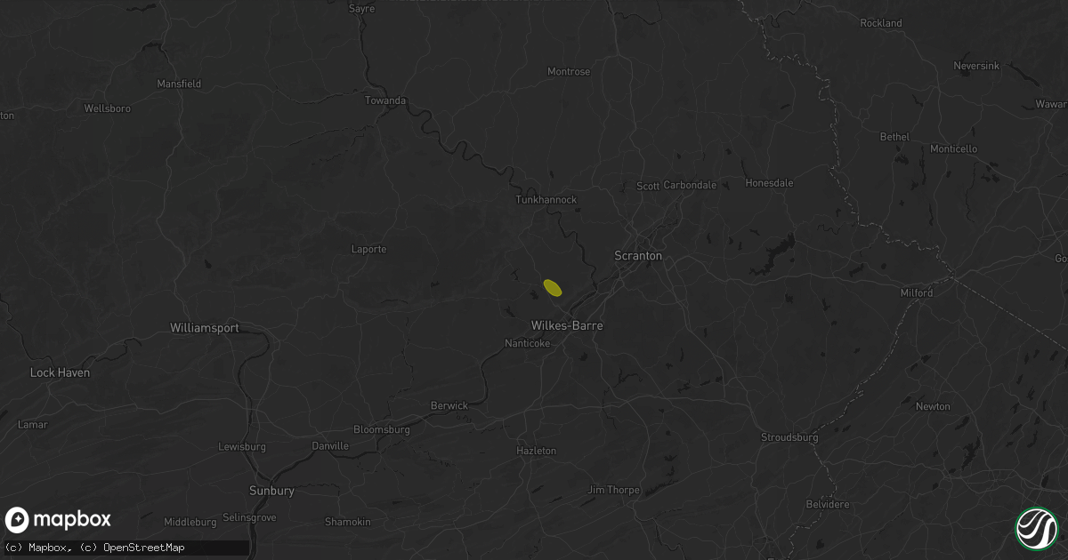 Hail map in Dallas, PA on July 27, 2026