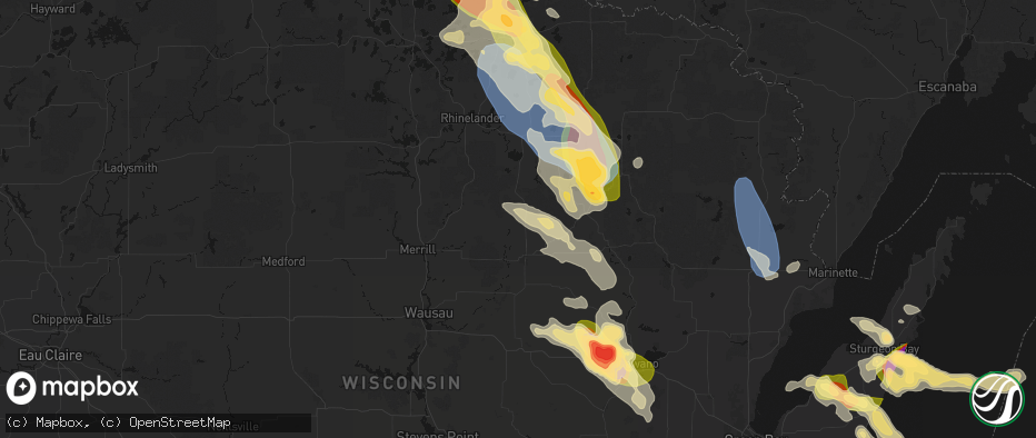 Hail map in Deerbrook, WI on July 27, 2026