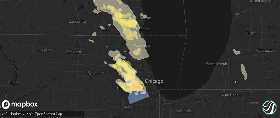 Hail map in Deerfield, IL on July 27, 2026