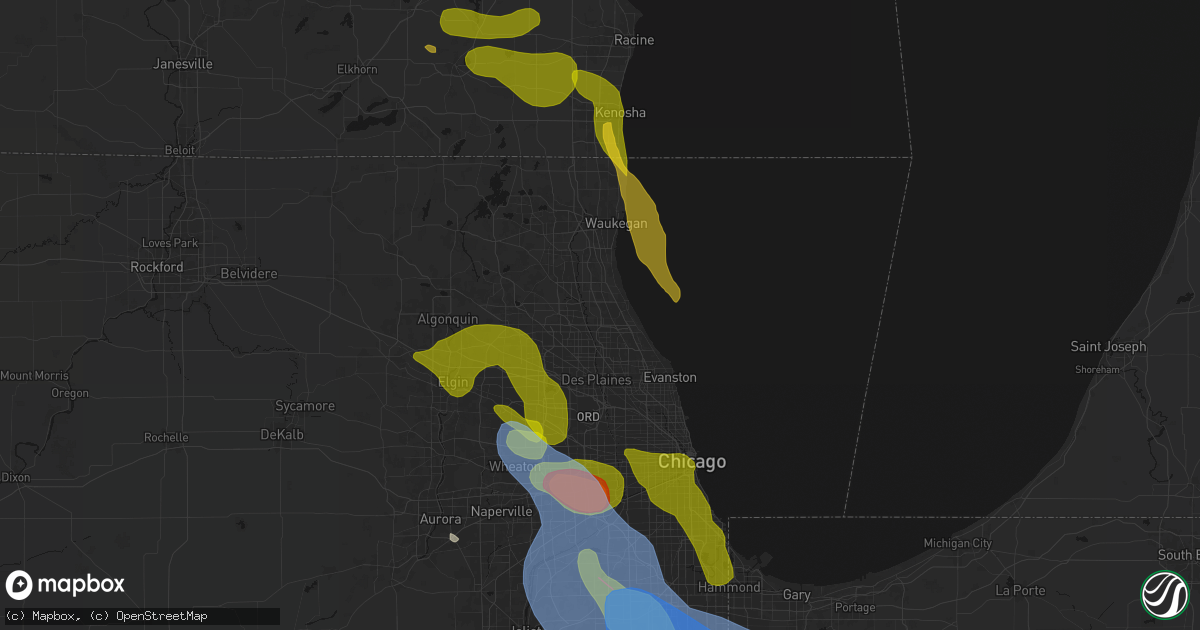 Hail map in Deerfield, IL on July 27, 2026