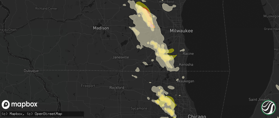 Hail map in Delavan, WI on July 27, 2026