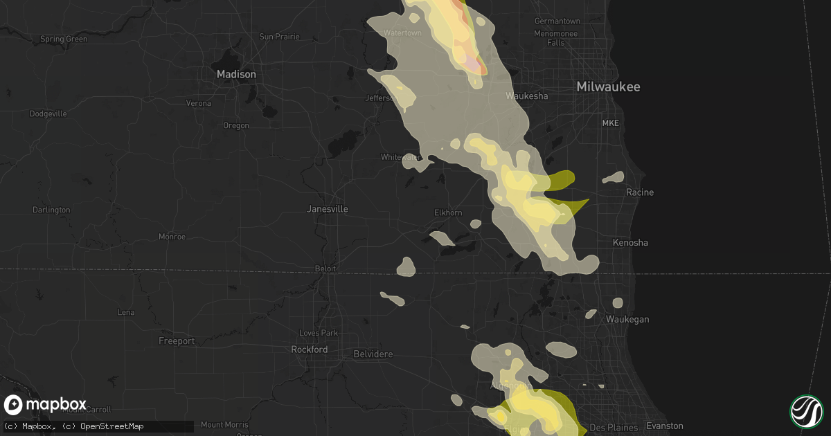 Hail map in Delavan, WI on July 27, 2026