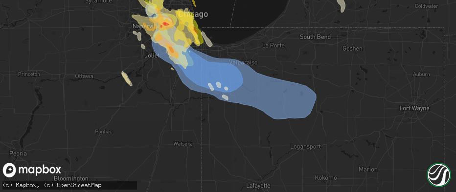 Hail map in Demotte, IN on July 27, 2026