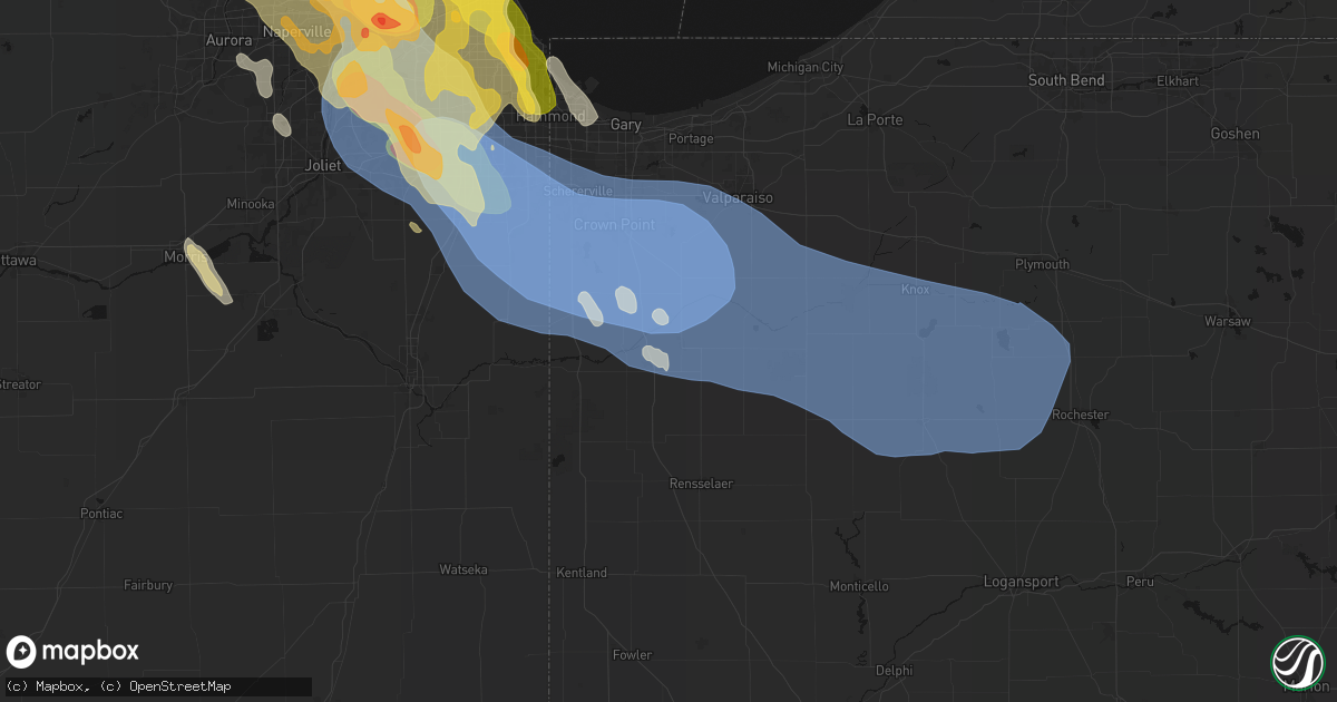 Hail map in Demotte, IN on July 27, 2026