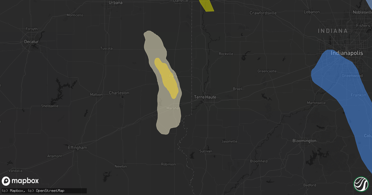 Hail map in Dennison, IL on July 27, 2026