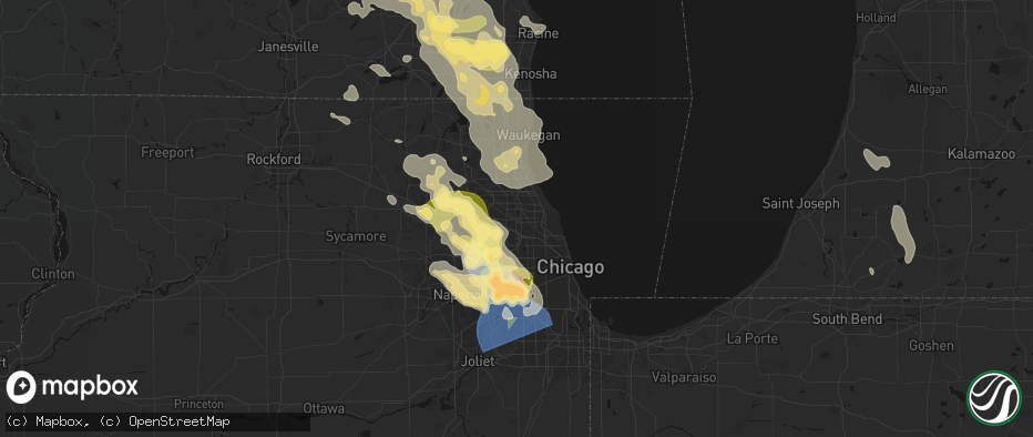 Hail map in Des Plaines, IL on July 27, 2026