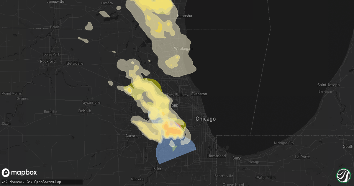 Hail map in Des Plaines, IL on July 27, 2026