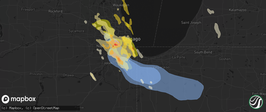 Hail map in Dolton, IL on July 27, 2026