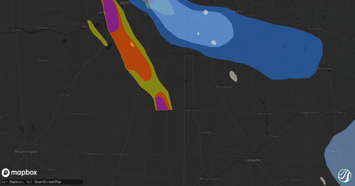 Hail map in Donovan, IL on July 27, 2026