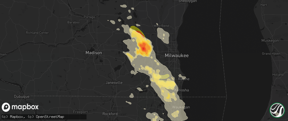 Hail map in Dousman, WI on July 27, 2026