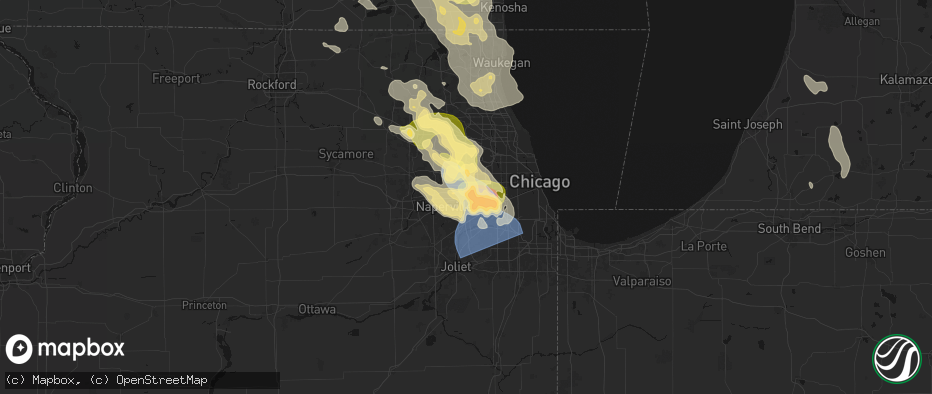 Hail map in Downers Grove, IL on July 27, 2026