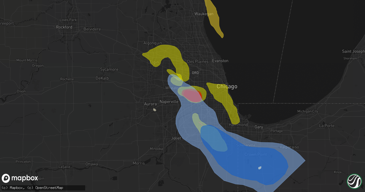Hail map in Downers Grove, IL on July 27, 2026