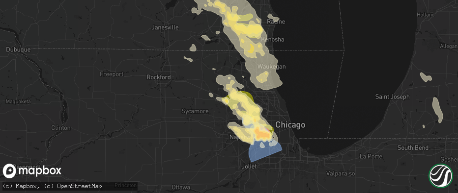 Hail map in Dundee, IL on July 27, 2026