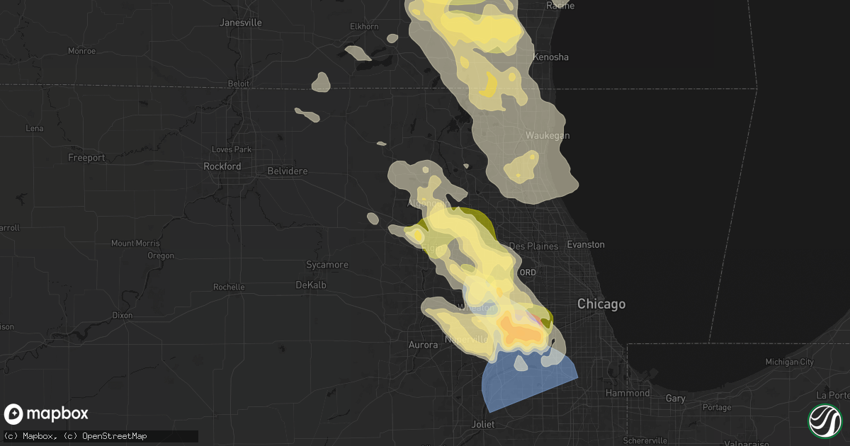 Hail map in Dundee, IL on July 27, 2026