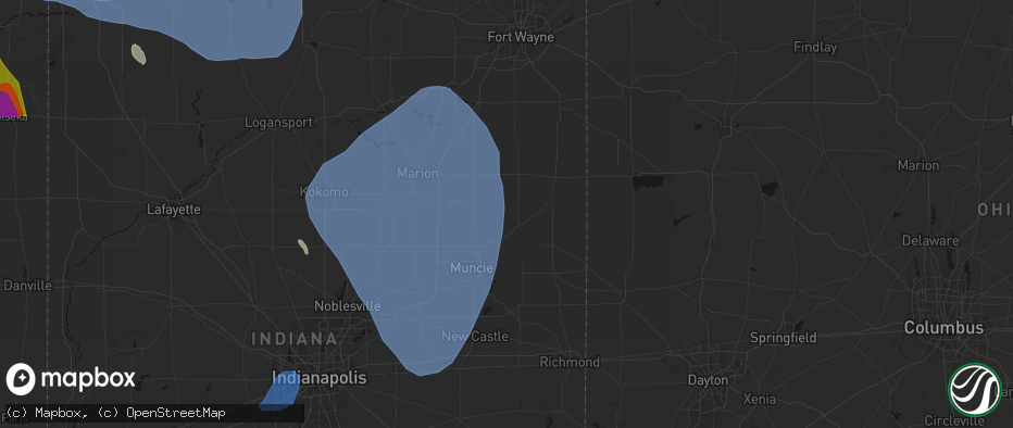 Hail map in Dunkirk, IN on July 27, 2026