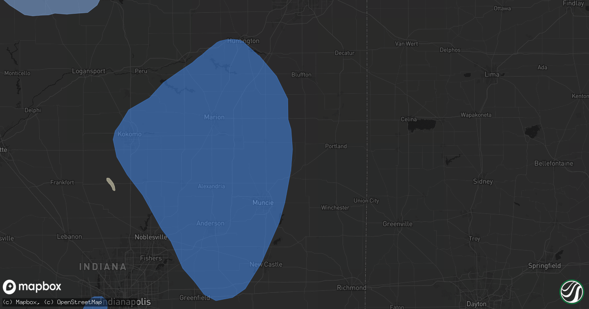 Hail map in Dunkirk, IN on July 27, 2026