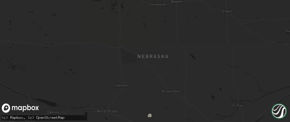 Hail map in Dunning, NE on July 27, 2026