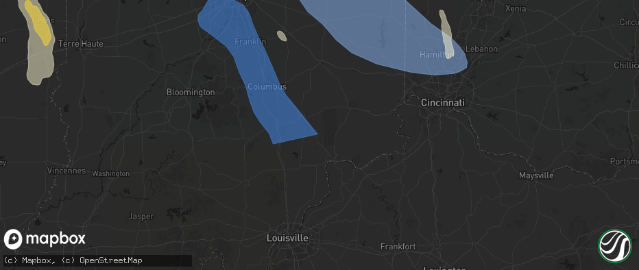 Hail map in Dupont, IN on July 27, 2026