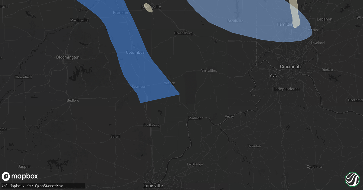 Hail map in Dupont, IN on July 27, 2026