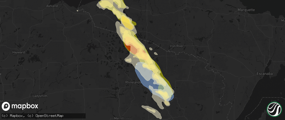 Hail map in Eagle River, WI on July 27, 2026