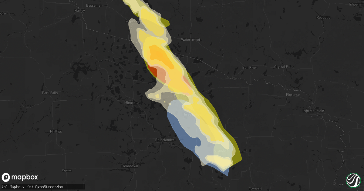 Hail map in Eagle River, WI on July 27, 2026